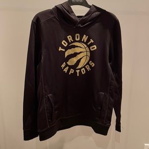 Black with gold logo Toronto Raptors performance fleece hoodie. Size L boy’s